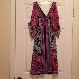 Cold shoulder multi colored dress